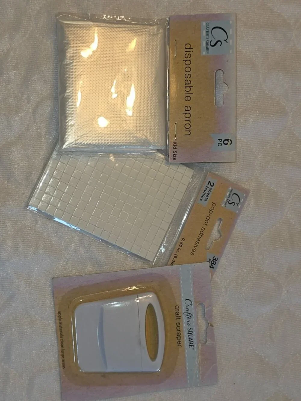 Crafters Square Craft Scraper PopDot Adhesive Dots Disposable Apron NWT Lot A